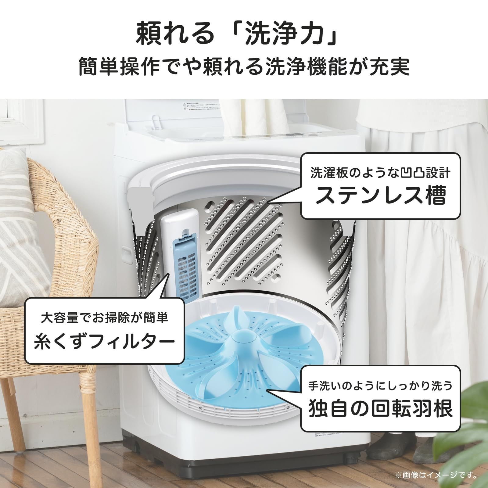 ハイセンス 全自動 洗濯機 5.5kg ホワイト HW-K55E 最短10分洗濯 真下 