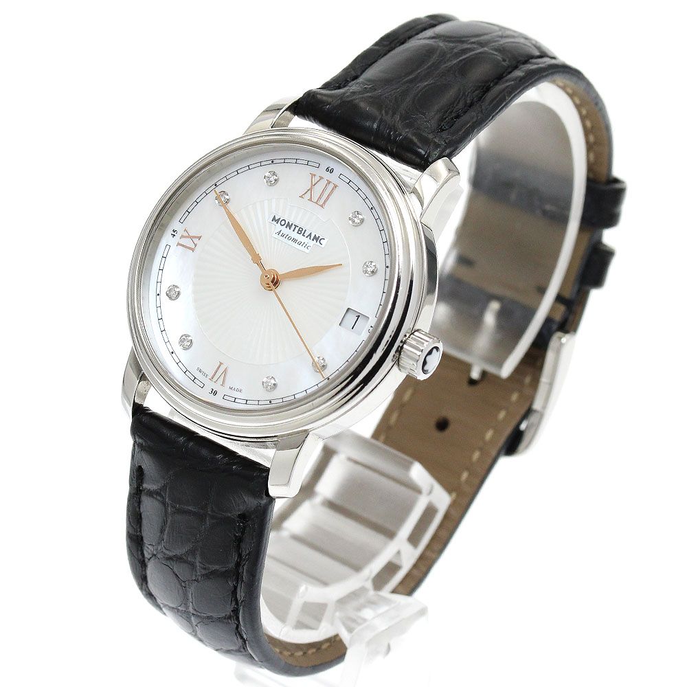 モンブラン MONTBLANC 114957 トラディション ホワイトシェルダイアル 8Pダイヤモンド 自動巻き レディース_907844