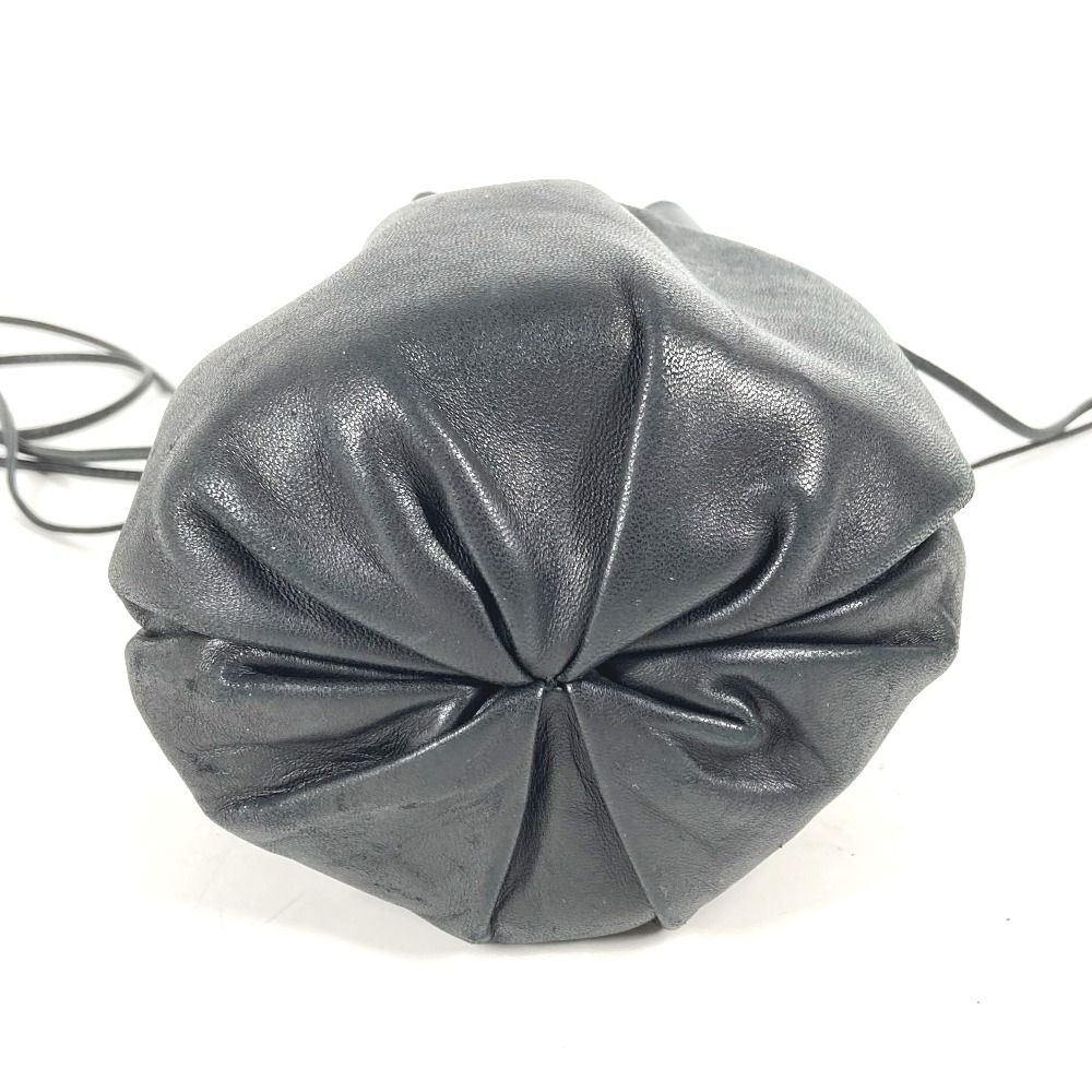 超希少 ボッテガヴェネタ 巾着 ショルダーバッグ レザー ブラック 4861