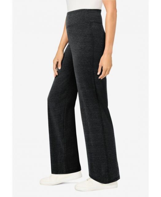 ウーマン ウィズイン レディース レギンス ボトムス Plus Size Within Stretch-Cotton Knit Pull-On Wide-Leg Leggings Heather charcoal DECORATOM_COM_BR