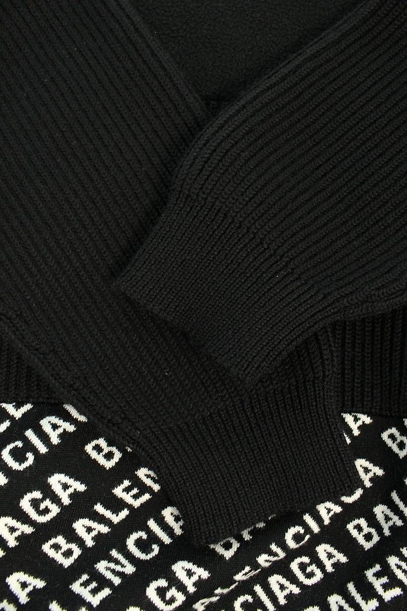 バレンシアガ 20AW 641734 T1587 ロゴ総柄切替ハーフジップニット メンズ L