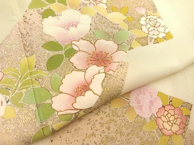 平和屋着物○訪問着 籬吉祥草花文 暈し染め 金彩 正絹 逸品