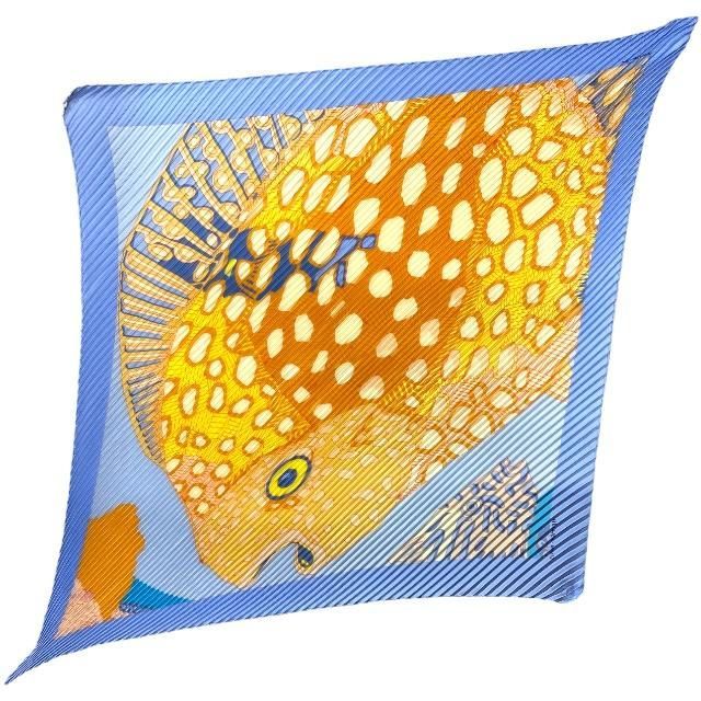 【良品】HERMES プリーツ カレ Grands Fonds 深海 魚柄　緑 ☘️新品未使用☘️ エルメス Grands Fonds 深海 スカーフ カレ