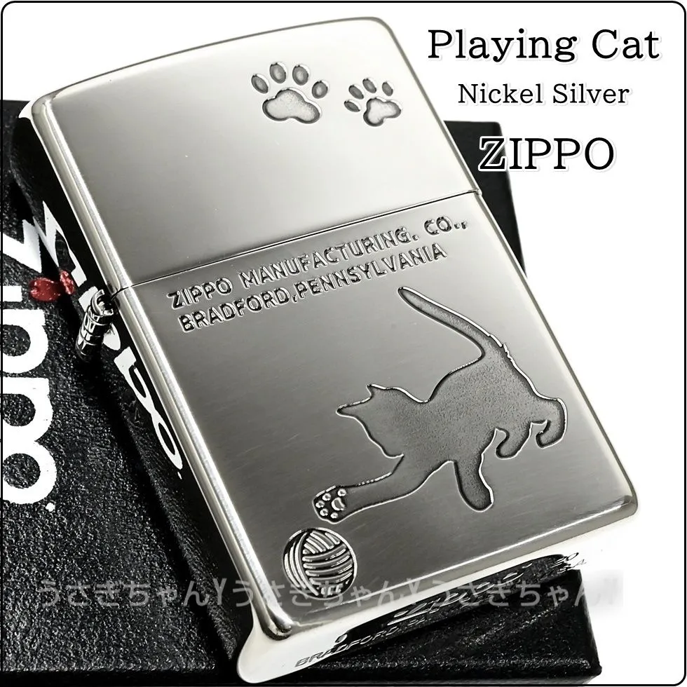 zippo☆Playing cat☆アンティークシルバー☆ジッポ ライター|mercari