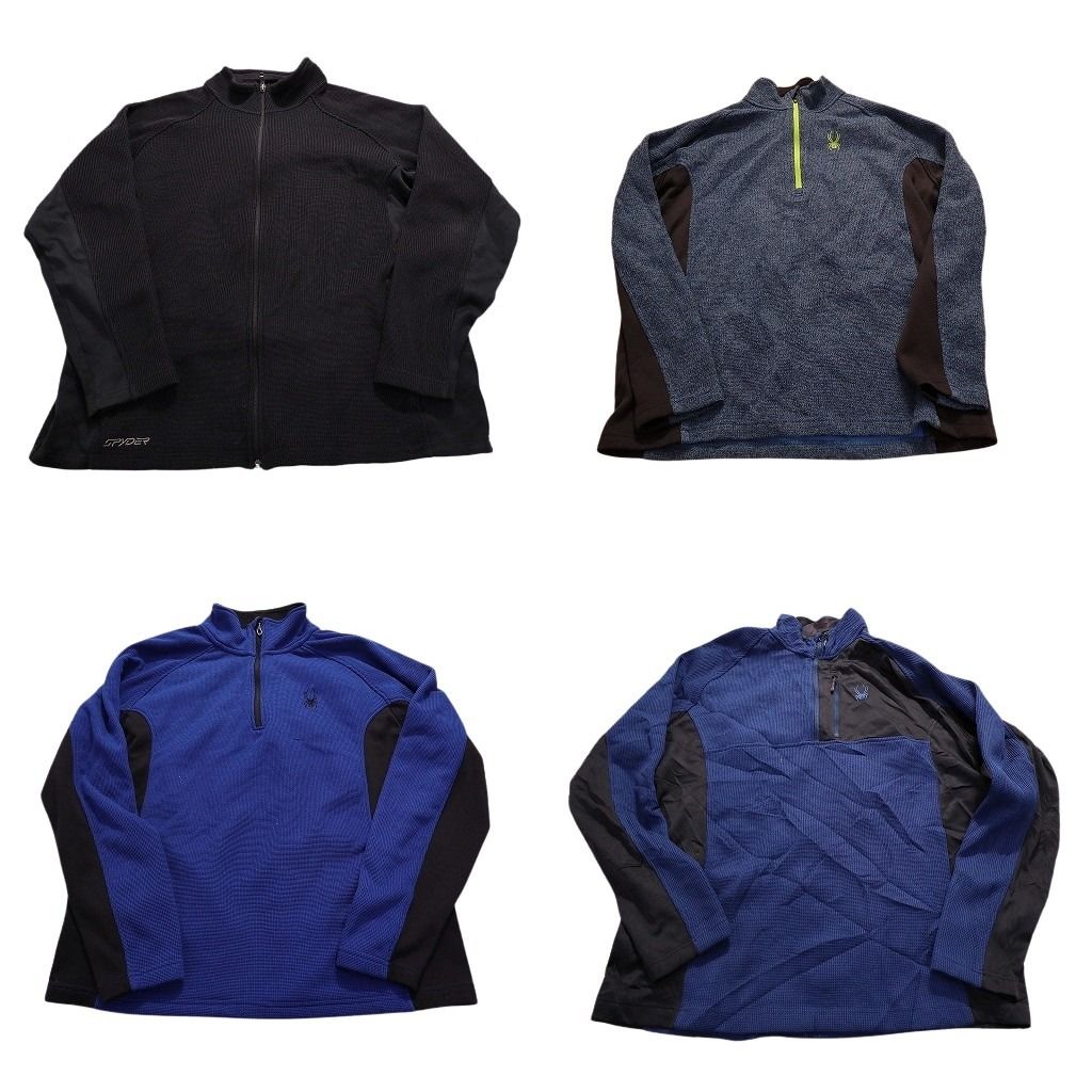 古着卸 まとめ売り  スパイダー コアセーター フリース 4枚セット (メンズ XL /2XL ) バイカラー 切り替え ハーフジップ 中古 古着 MY1061