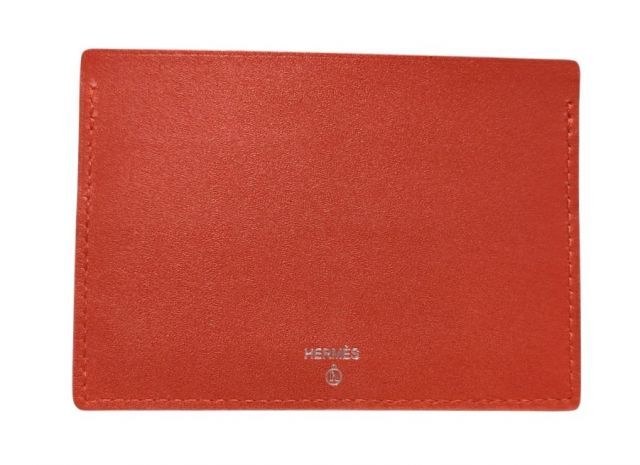 新品同様 エルメス カードケース プティアッシュ レッド系