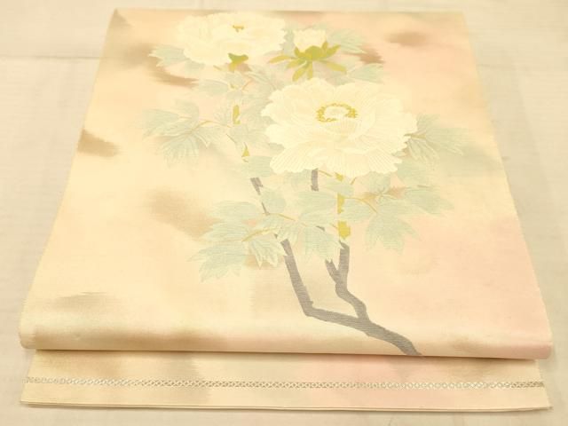 平和屋着物◎日本画家 大野藤三郎 太鼓柄袋帯 唐織 草花文 正絹