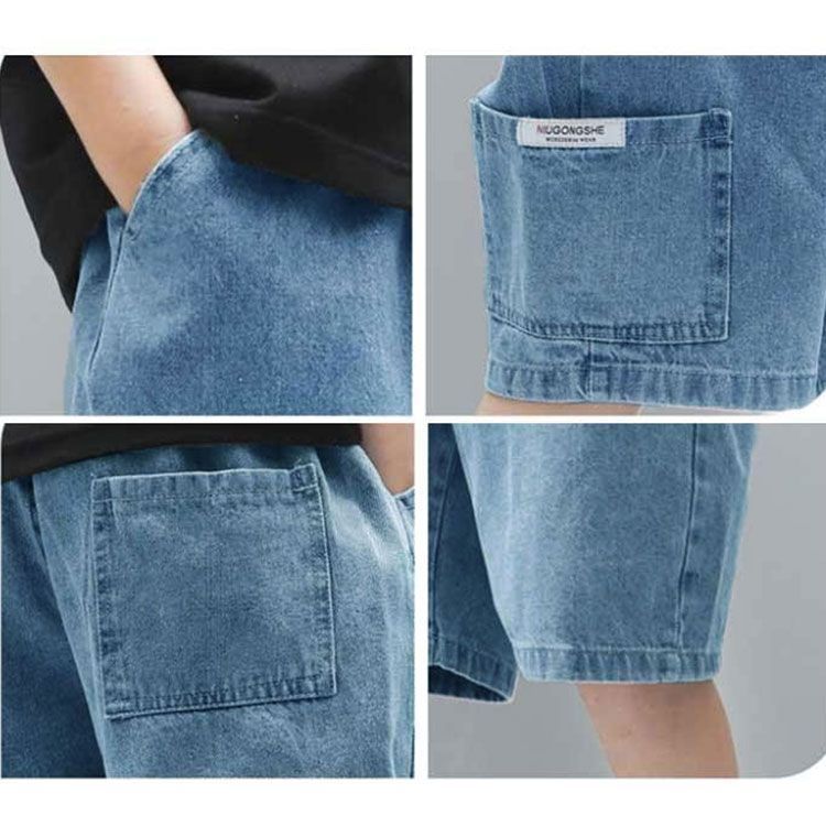 110‐170cm デニムハーフパンツ キッズ 子ども ショートパンツ 薄手 夏 ゆったり 子供服 ジーンズ Gパン 短パン 半ズボン ウエストゴム 男の子 ジュニア ボトムス カジュアル 着回し 韓 jyonn1565