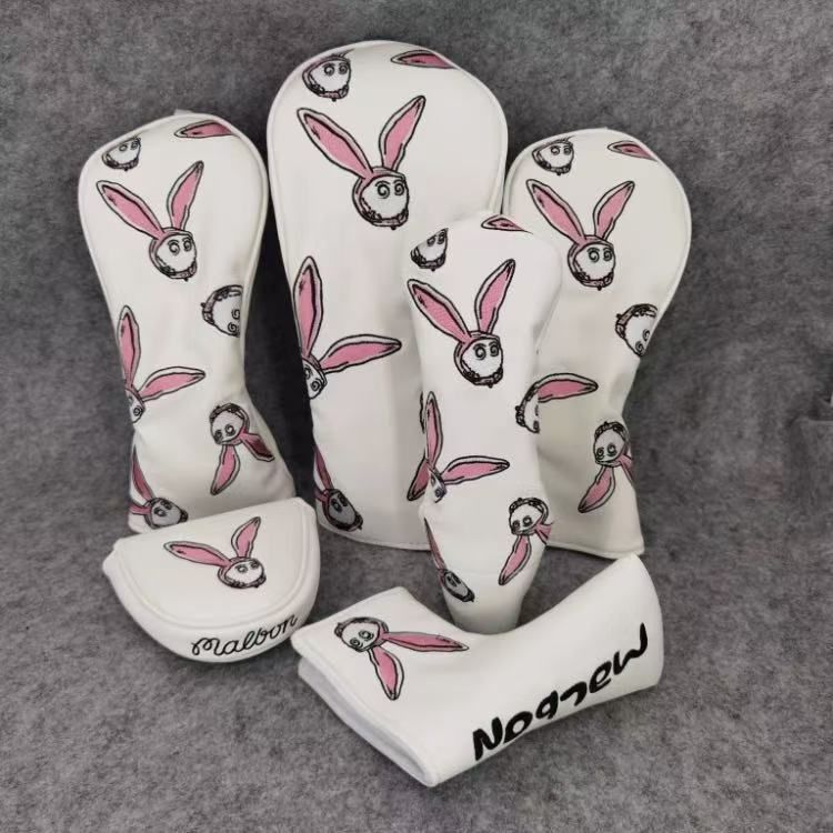 4点セット ヘッドカバー MALBON GOLF ウサギ ホワイト