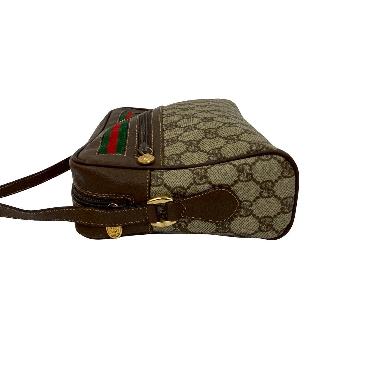 グッチ　ショルダーバッグ　ブラウン　シェリーライン　レザー ✨希少✨GUCCI シェリーライン GG レザー ショルダーバッグ ブラウン