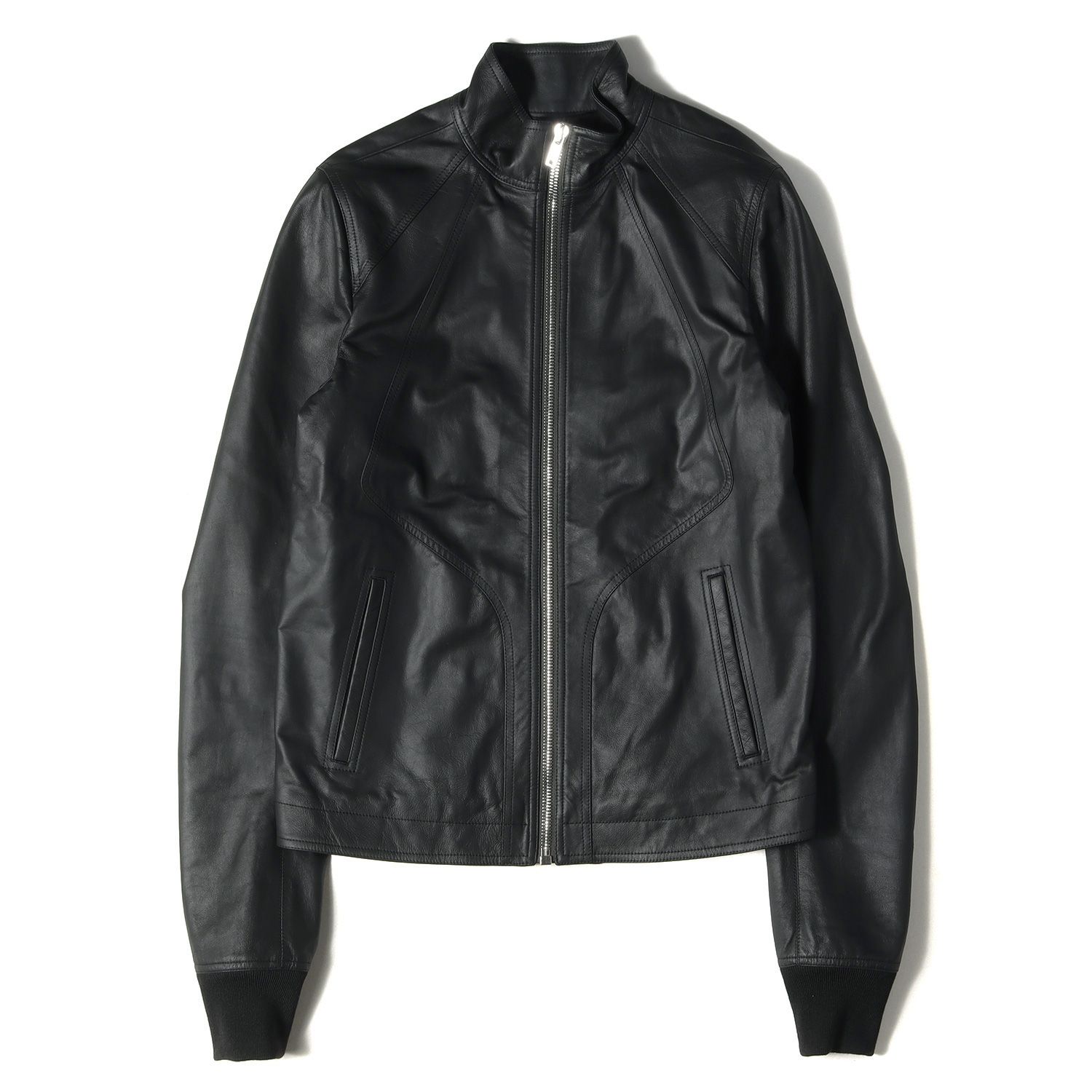 Rick Owens ブラックレザー 変わろ シングルライダースジャケット 