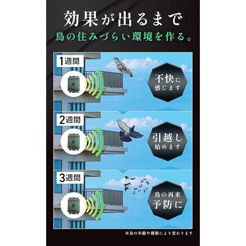 腰の低い ISOTRONIC 2個入 カラスよけ 鳩よけ 鳥よけ 防水 超音波撃退器 電池式でベランダなどどこでも設置 吊るせる 有効範囲40m2 0