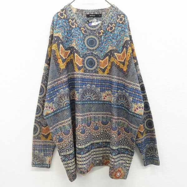 デシグアル Desigual カットソー トップス XL ブルー系 ミックス