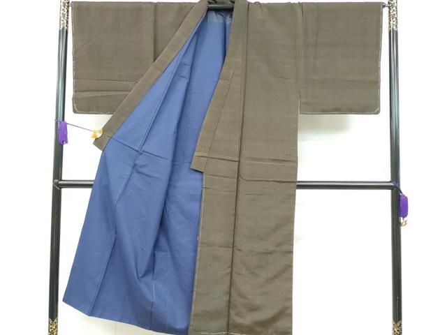 平和屋着物○男性 紬 アンサンブル 涅色 正絹 逸品 未使用 DAAS2480tw