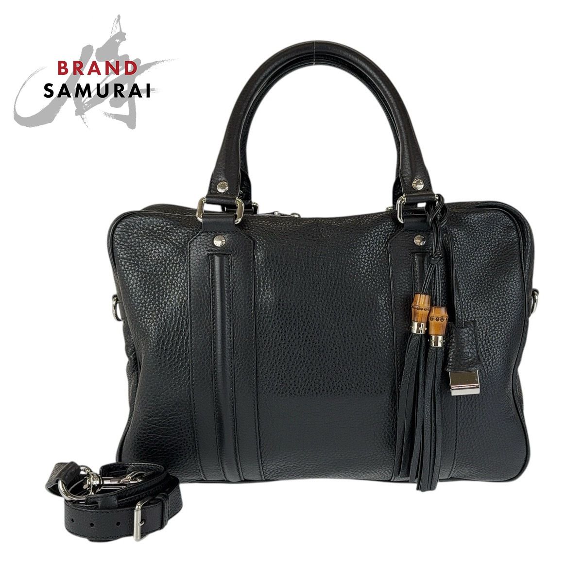 GUCCI グッチ　ハンドバッグ　バンブー　レザー　黒 美品 GUCCI グッチ バンブー タッセル ブラック レザー 231850