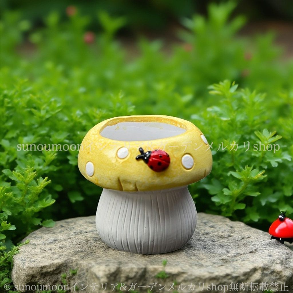 キノコ セラミック オレンジ かわいい お洒落 インテリア おしゃれ 庭の装飾 ガーデン 庭 きのこ 植木鉢 イエロー プランター てんとう虫 グリーン 4-7 ガーデニング 雑貨 ガーデンインテリア ガーデン雑貨 WWW_OLIVIERBERNSTEIN_COM