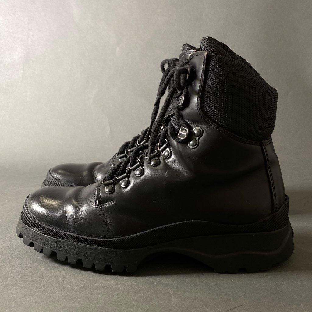 2h3 PRADA プラダ レースアップ トレッキングブーツ 5 1/2 ブラック レザー Leather Boots vibram シューズ メンズ  男性用 - メルカリ