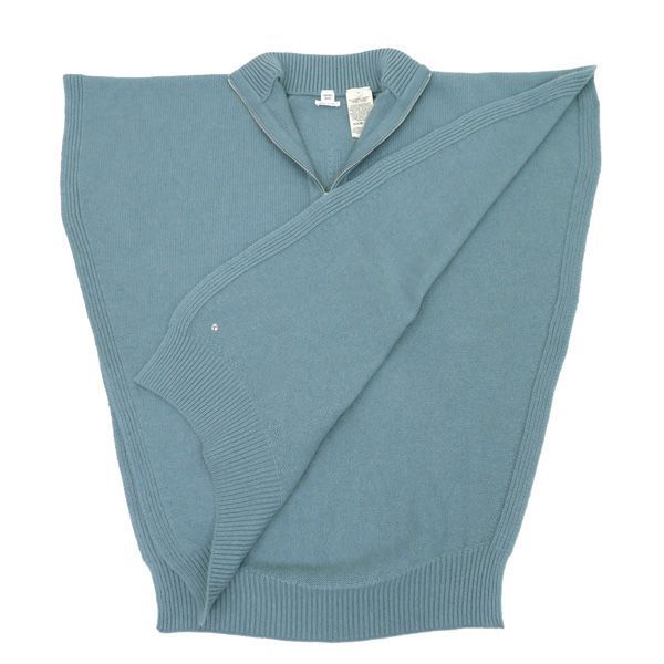 極美品✨エルメス 23SS カシミヤ ポンチョ セリエボタン ネイビー 極美品 HERMES エルメス 2022AW カシミヤ100％ ハーフジップ