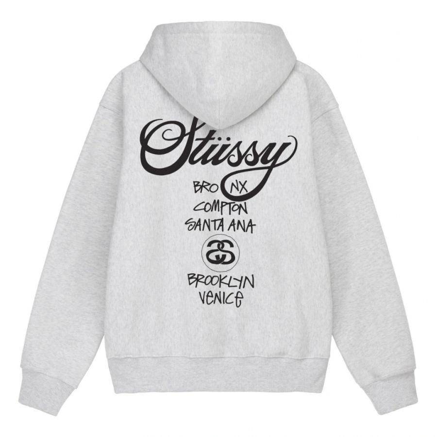 STUSSY WORLD TOUR ZIP HOOD ステューシー スウェット パーカー ジップアップ ベーシックロゴ - メルカリ