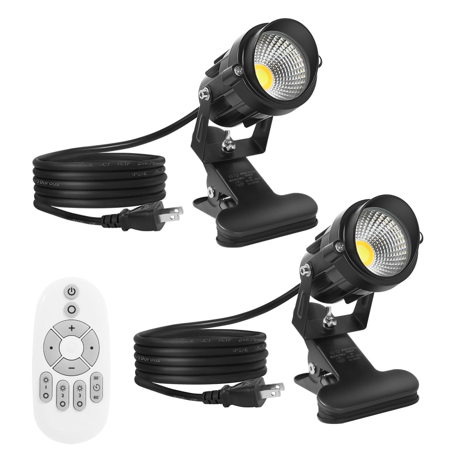 LED スポットライト プラグイン 屋外 屋内 ライト リモコン付き 7W 3色切り替え 防水 景観ライト スポットライト クリップ付き 植物用 庭 ガーデン アクセント照明 アンビエントライト 2個パック