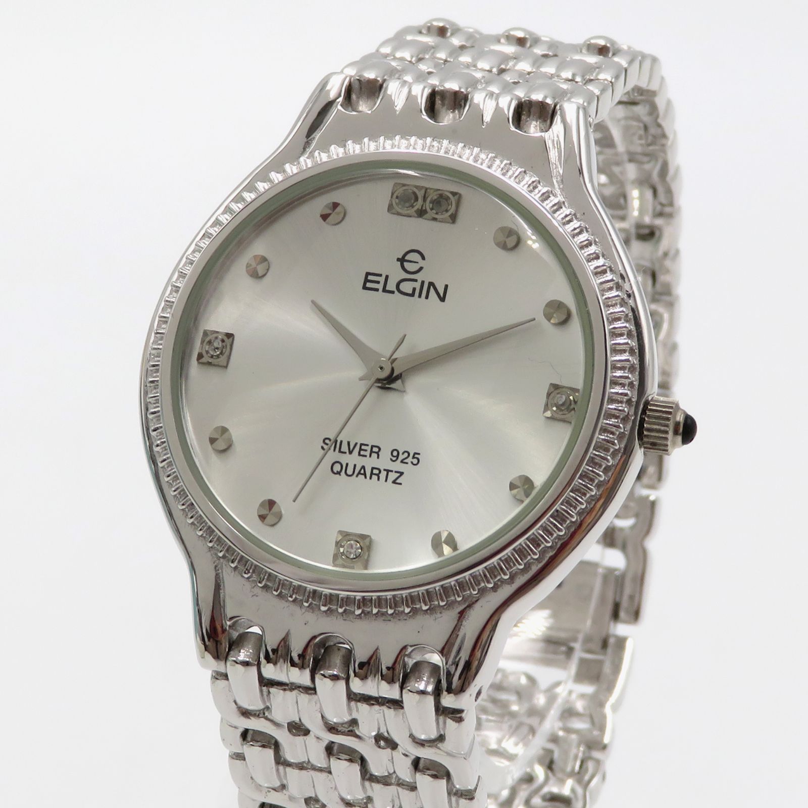 A【不動品】ELGIN エルジン FK-1055E メンズ 腕時計 シルバー SILVER 