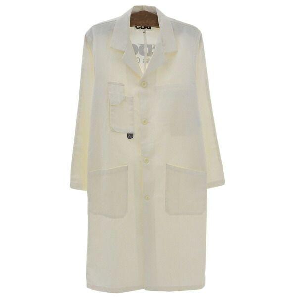コムデギャルソン COMME des GARCONS molinel バックロゴ ショップコート メンズ 白 ホワイト sizeM コットン IQ-J002 Y03450