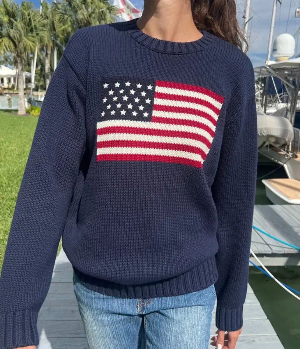 Brandy Melville ブランディー メルビル アメリカ国旗 ニット ネイビー