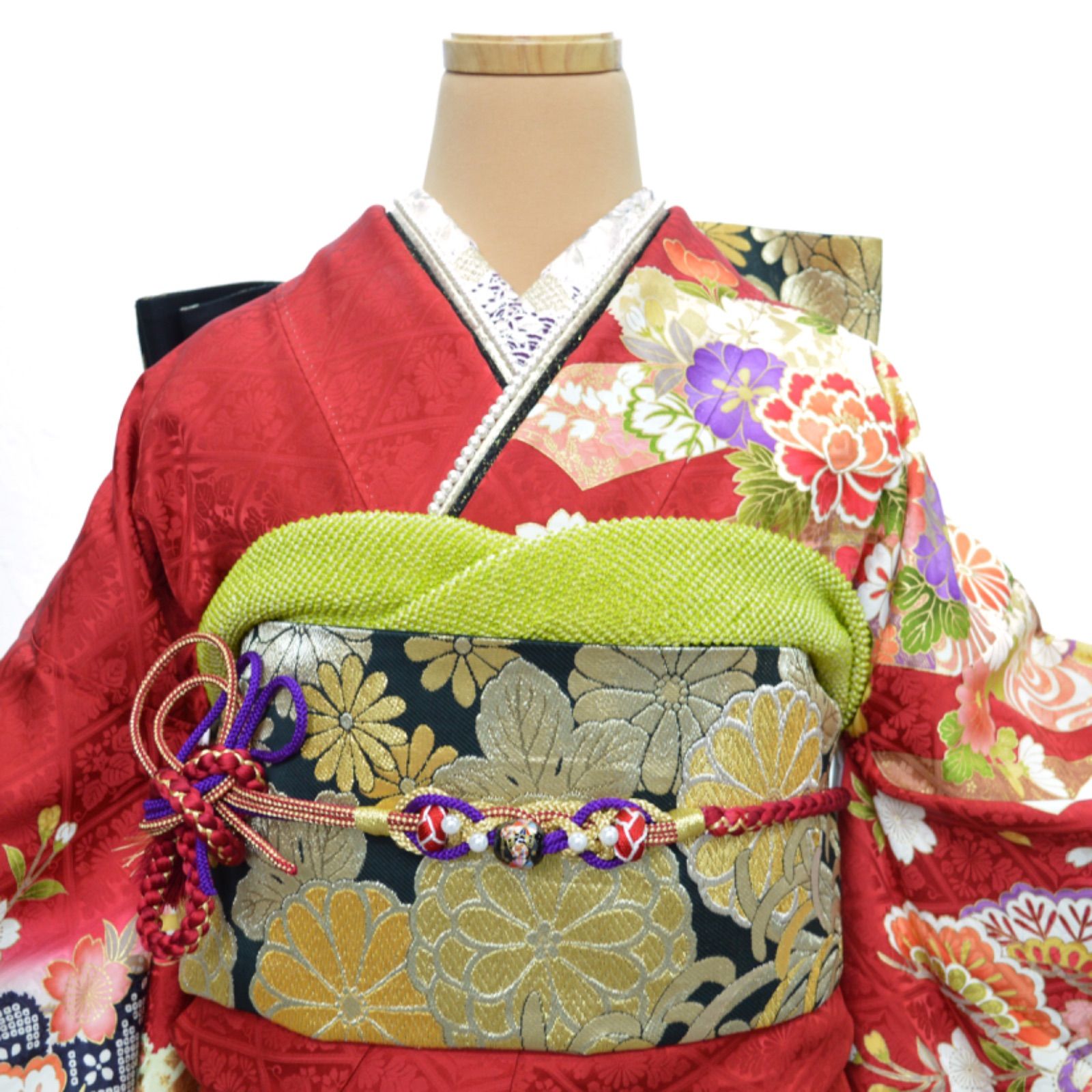 美品】 振袖フルセット 成人式 正絹 振袖 金駒刺繍 上品 豪華