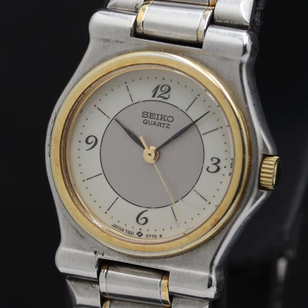 【稼働/良品】SEIKO セイコー クオーツ 7321-6010 ゴールド ◇SEIKO セイコー 腕時計 7321-6010 スクエア 文字盤ゴールド