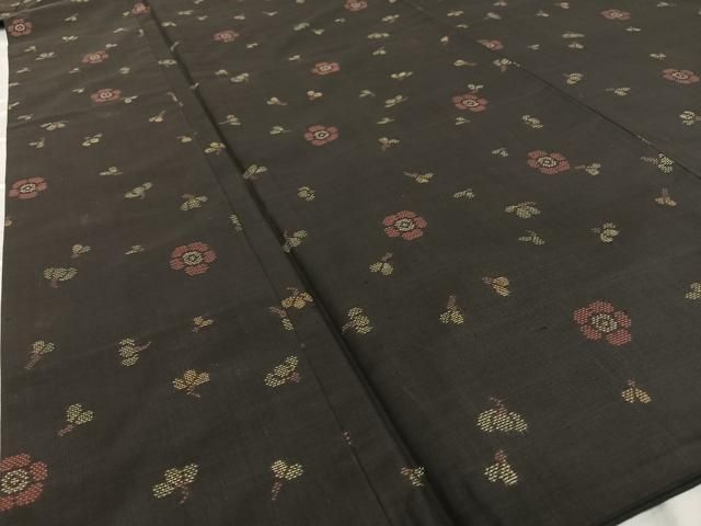 平和屋着物○本場大島紬 泥染め 9マルキ 地空 舞花文 ロング丈 正絹