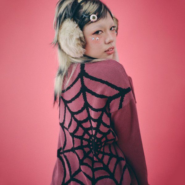 再入荷！】【GALFY／ガルフィー・スパイダー染め染めニット（レッド 