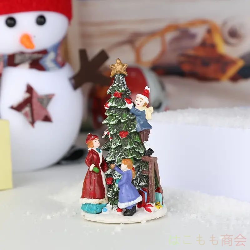 クリスマスツリー飾り付けシーンオーナメント - 祝祭の雰囲気を盛り上げるミニフィギュア、屋内外対応