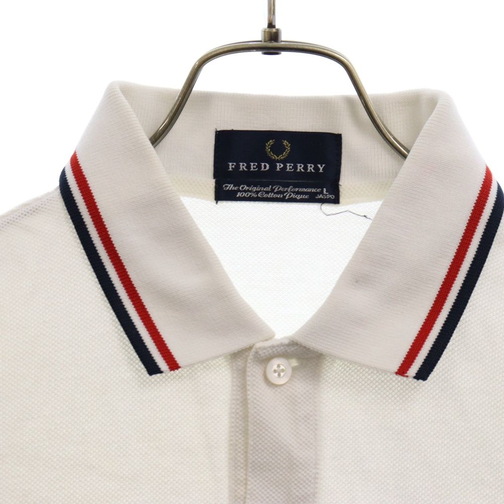 フレッドペリー　　М　　美品 ホワイト 半袖ポロシャツ 刺繍ロゴ FRED PERRY (フレッドペリー) ロゴ刺繍 日本製 コットン 半袖