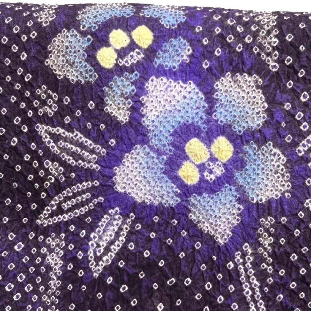 浴衣有松鳴海絞り菊花唐草ネイビー幾何学着物052a d