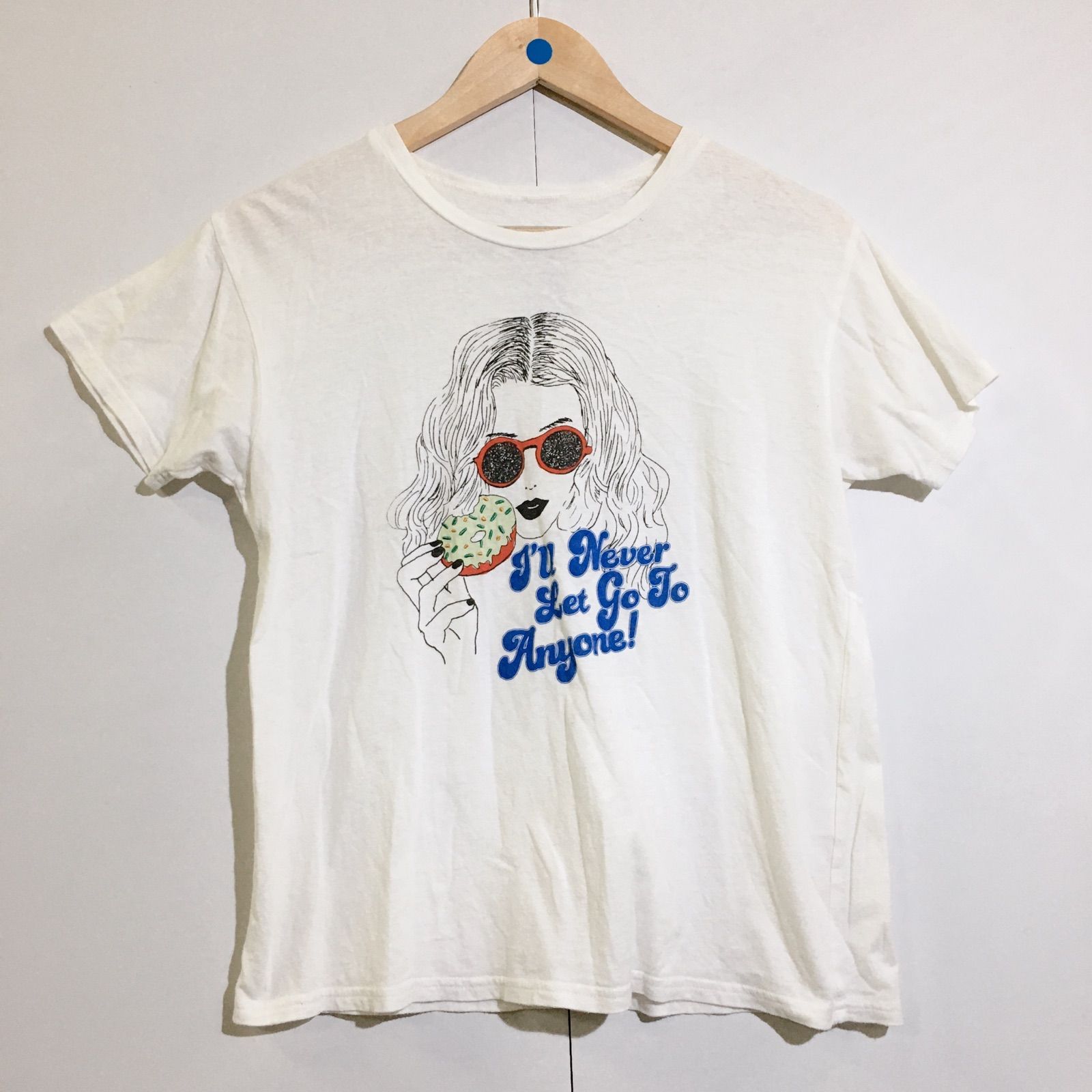 美品】ノーブランド プリントTシャツ 白 トップス レディース