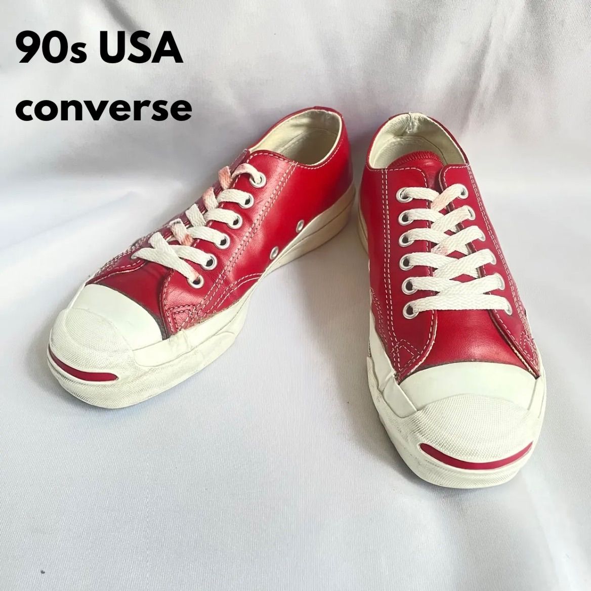 90s USA CONVERSE jack purcell 赤レザー 23cm - &Dorothy - メルカリ