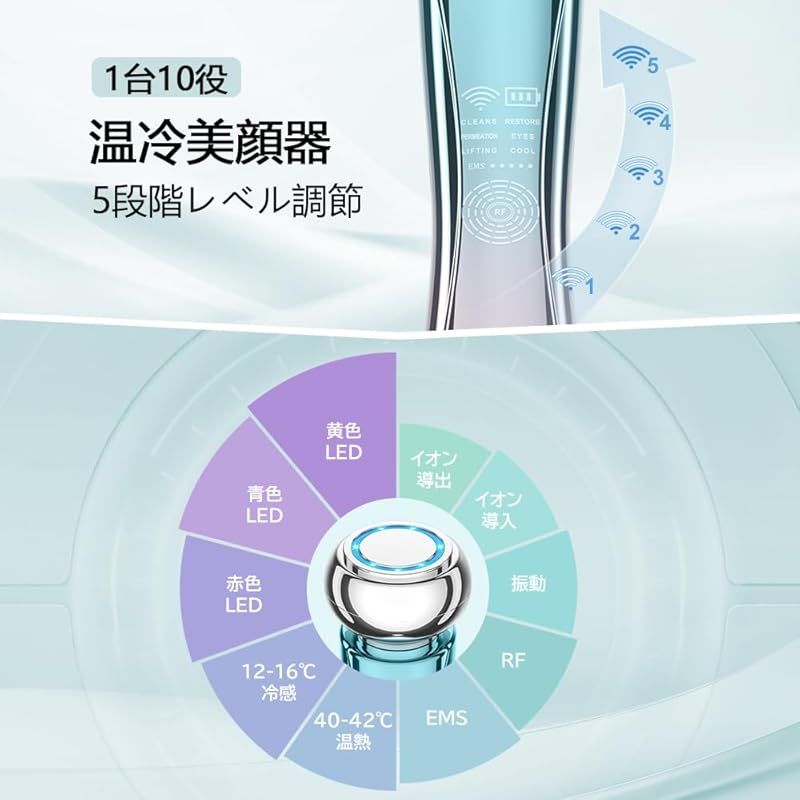 美顔器 高周波 EMS微電流 4光LED搭載 温冷ケア 多機能 1台16役 美顔器 高周波 EMS微電流 4光LED搭載 温冷ケア 多機能 毛穴