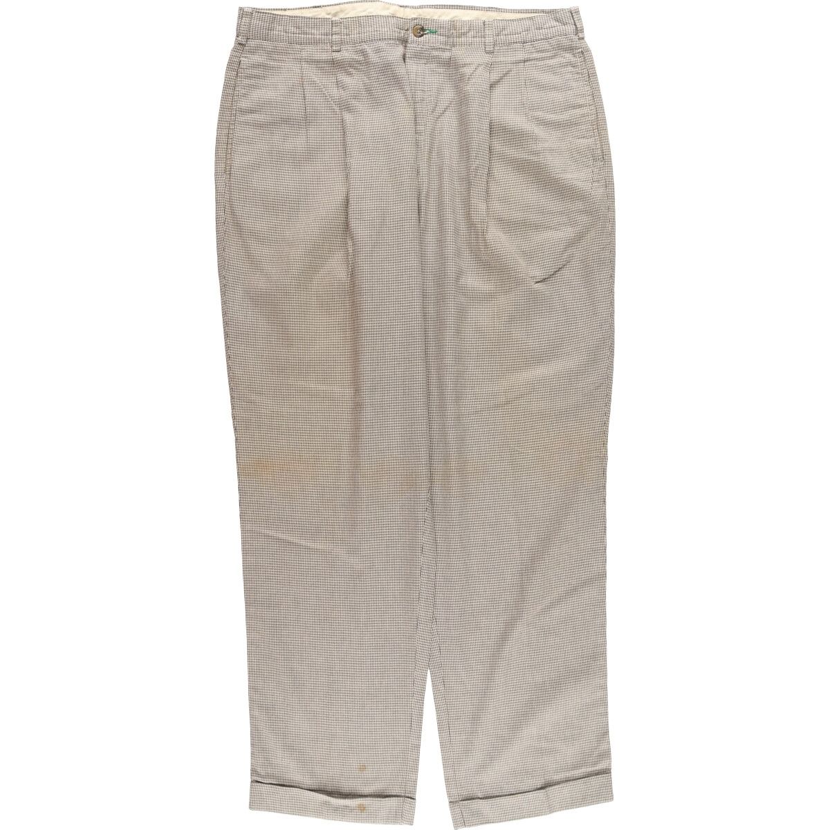 古着 トミーヒルフィガー TOMMY HILFIGER チェック柄 千鳥格子柄 ツータック コットン スラックスパンツ メンズw37/eaa416623