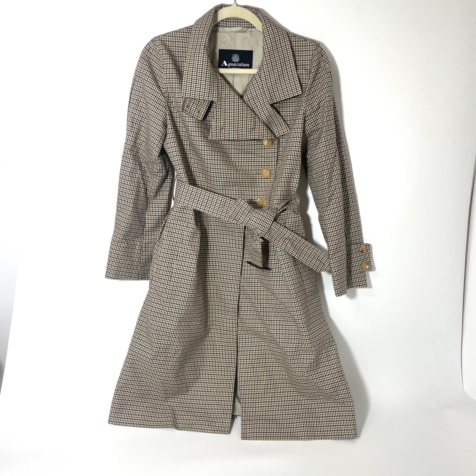 M0916-2-F Aquascutum アクアスキュータム トレンチコート チェック 6サイズ 日本製 - メルカリ