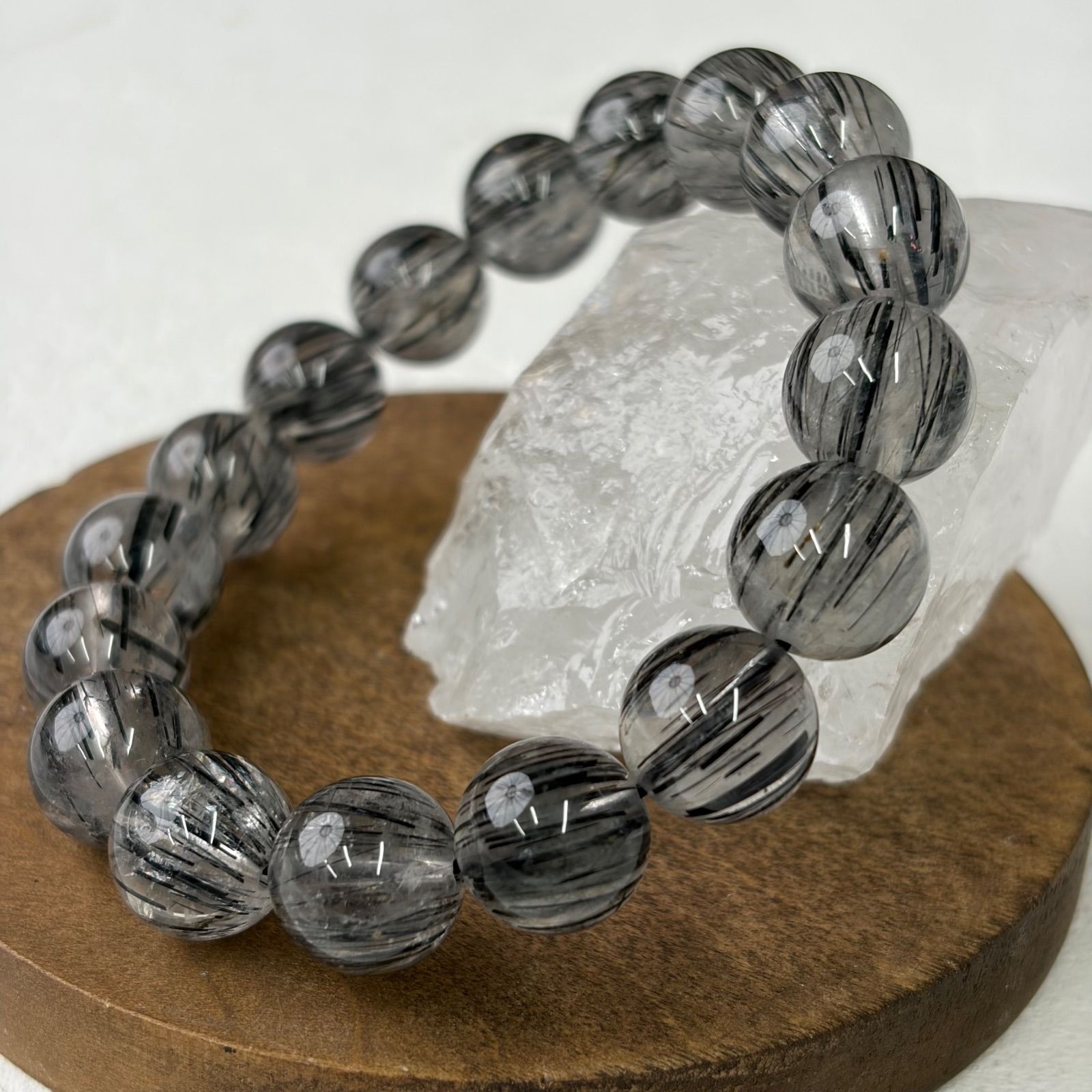 現品 ブラックルチルクォーツ 黒針水晶 ブレスレット 天然石 パワーストン 高品質