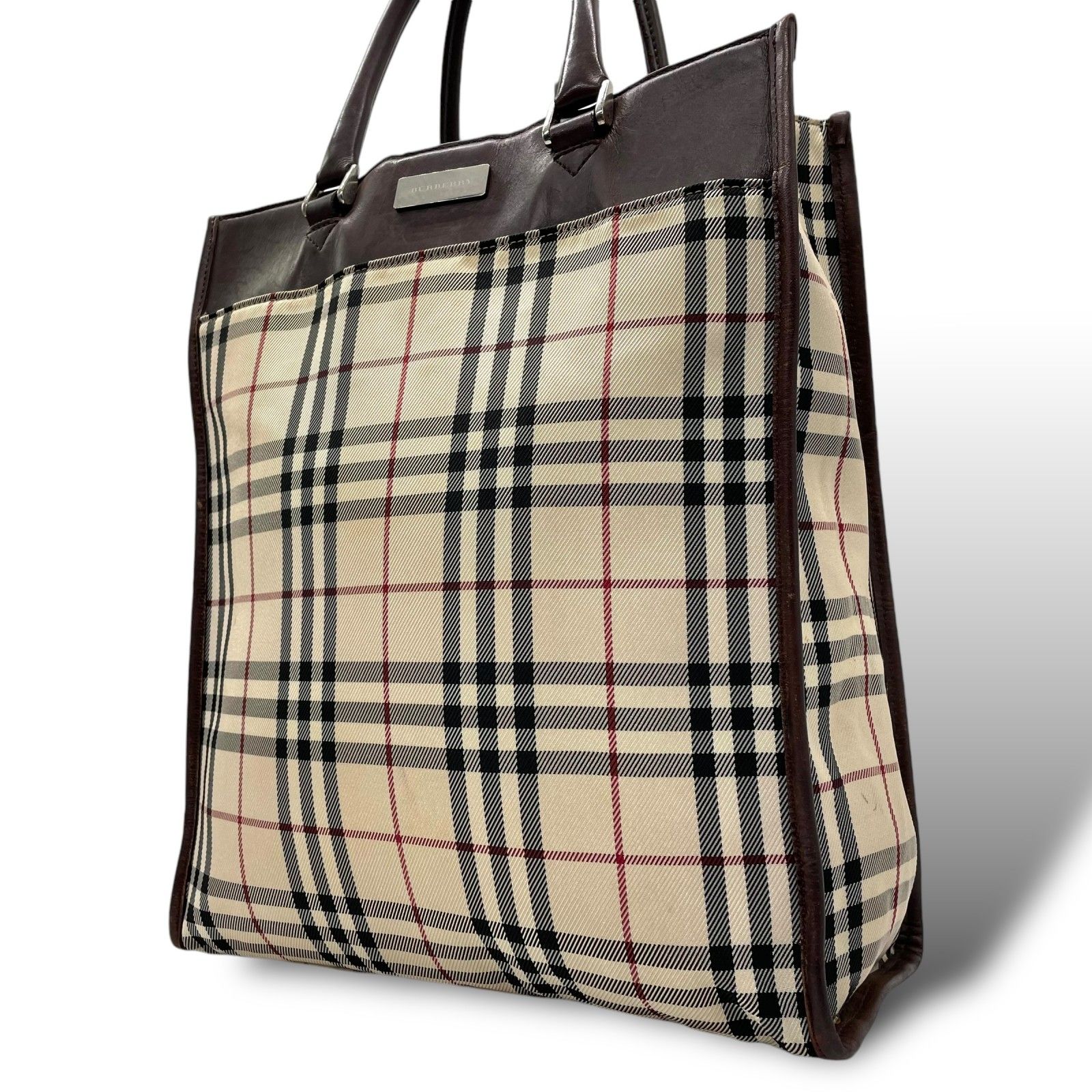 Burberry バーバリー トートバッグ ノバチェック キャンバス レザー A4 