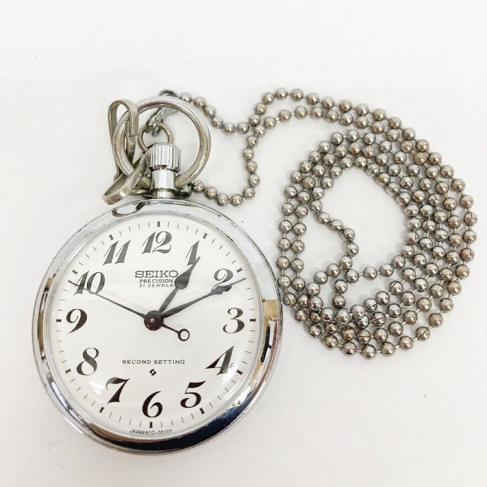 SEIKO セイコー Precision プレシジョン 鉄道時計 懐中時計 6110-0010 21石 機械式 手巻き時計