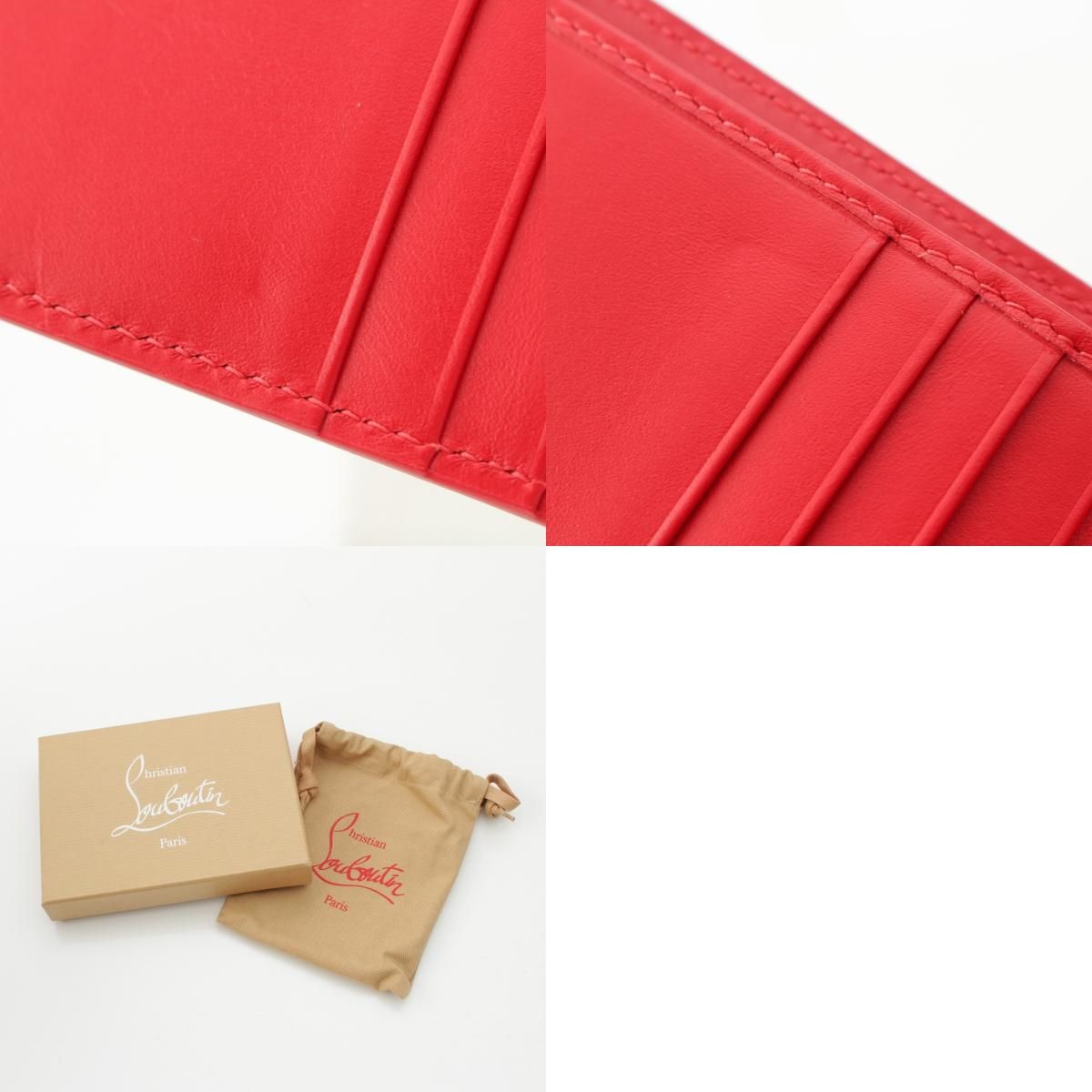 クリスチャンルブタン スタッズ 二つ折り財布 コンパクトウォレット  