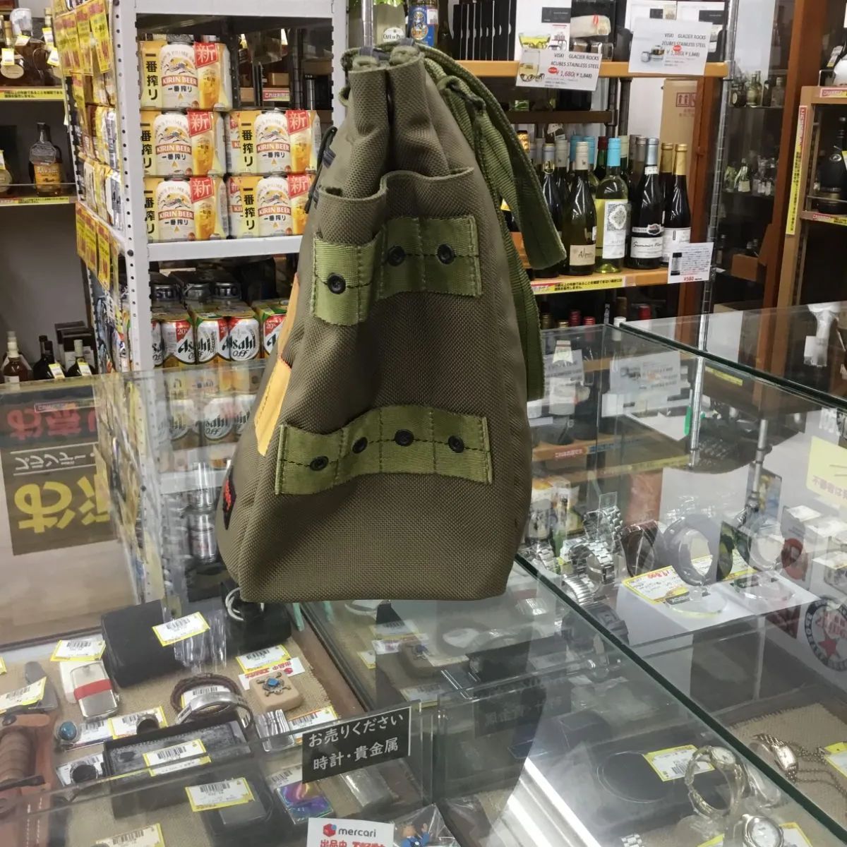 【美品】ブリーフィング　トートバッグ　カーキ色 BRIEFINGブリーフィング カーキトートバッグ