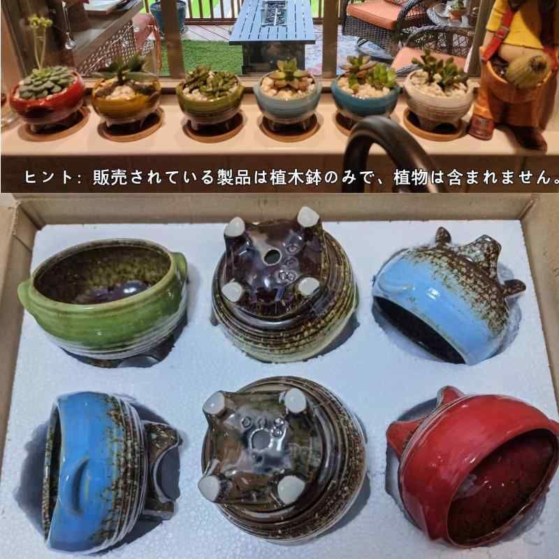盆栽鉢　時代ミニ盆栽鉢白い釉薬がけ鉢　青色丸鉢セット山野草サボテン多肉植物 盆栽鉢 時代ミニ盆栽鉢白い釉薬がけ鉢 青色丸鉢セット山野草