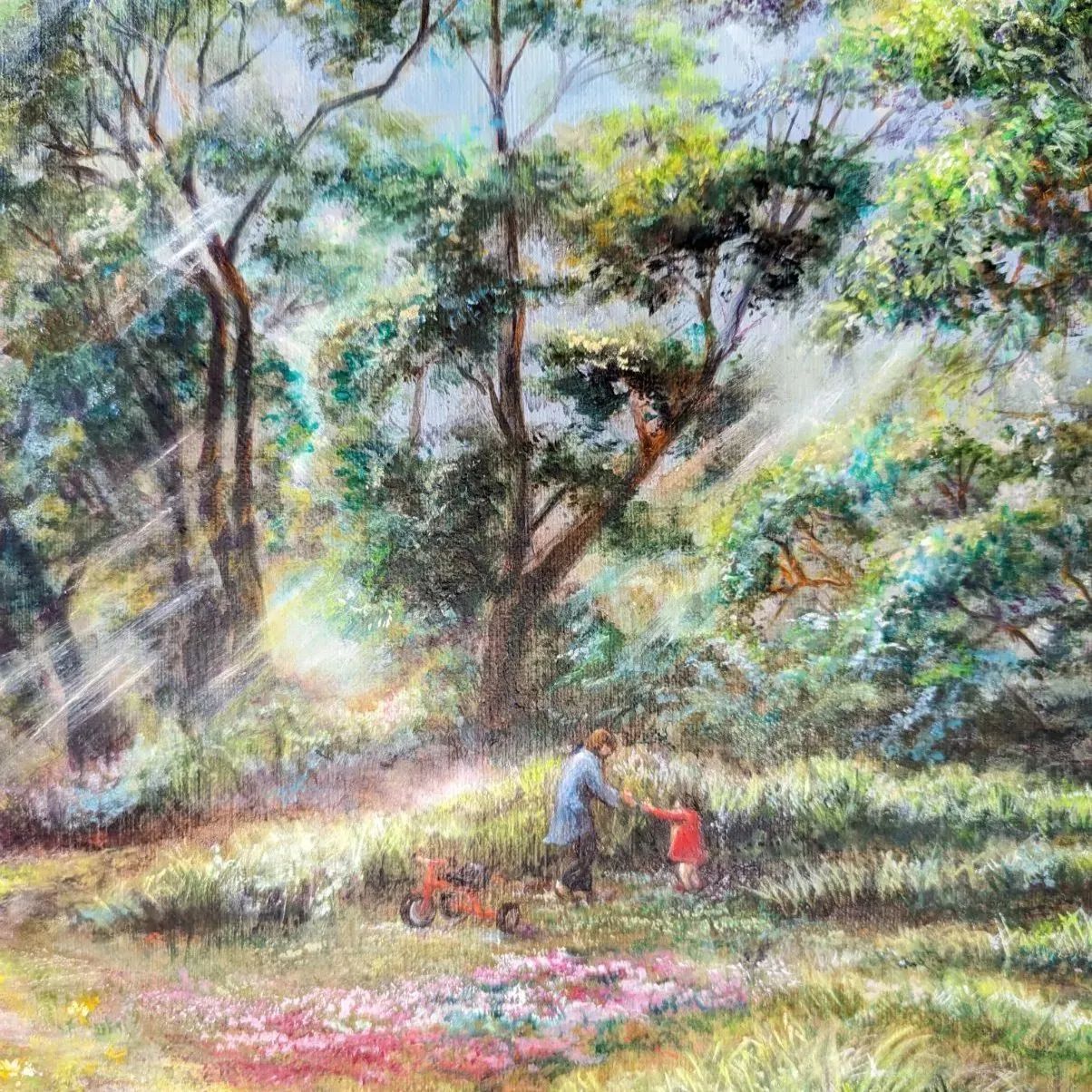 【国内配送】 painterTMK 新緑風景画 風景画 真筆 ファインアート 一点もの 絵画