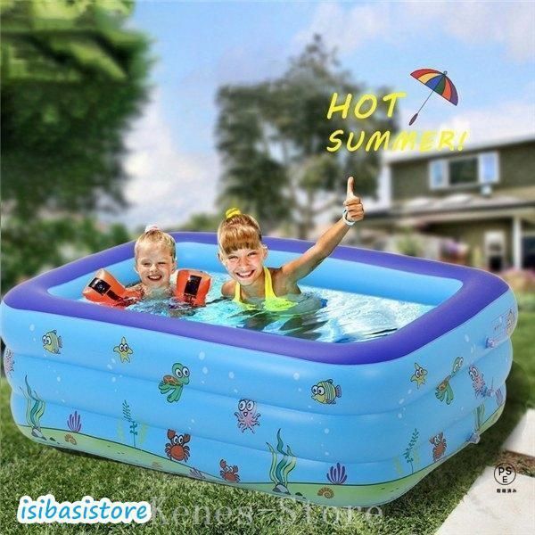 ビニールプールファミリープール家庭用子供用プール大型水遊び大きいプール四角子供PVC素材独立気室暑さ対策厚く