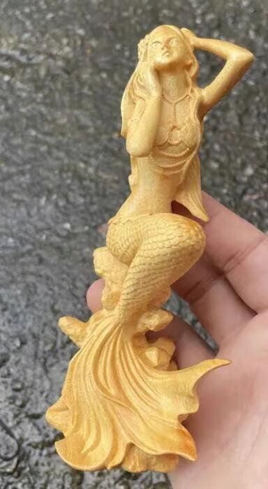 黄楊木彫り人魚姫置物実木彫刻WP再値下げ - メルカリ