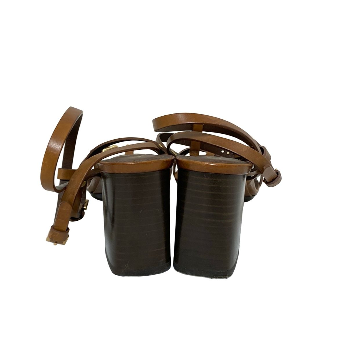 TOD'S トッズ 美品 ブラウン ブラック ヒールサンダル 35 1/2 TOD'S TODS トッズ サンダル XXW79C0DR50GOC レディース レザー