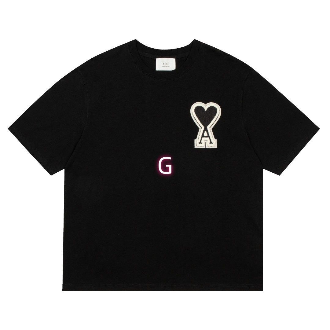 ami ブラック Tシャツ 赤いハート刺繍 即購入大歓迎です!!AmiParis アミパリス半袖 レッドハート刺繍